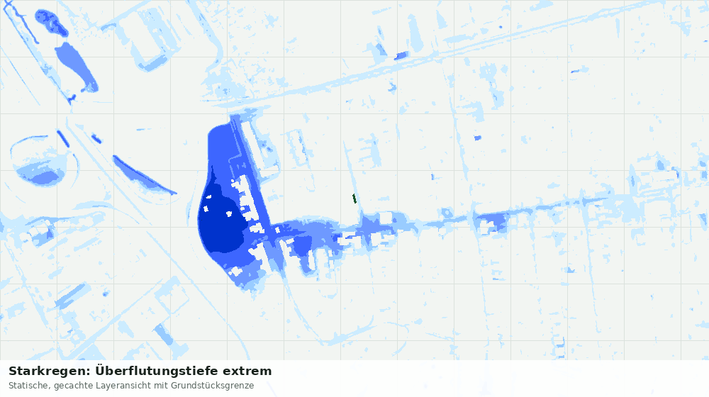 Statische Kartenansicht: Starkregen: Überflutungstiefe extrem