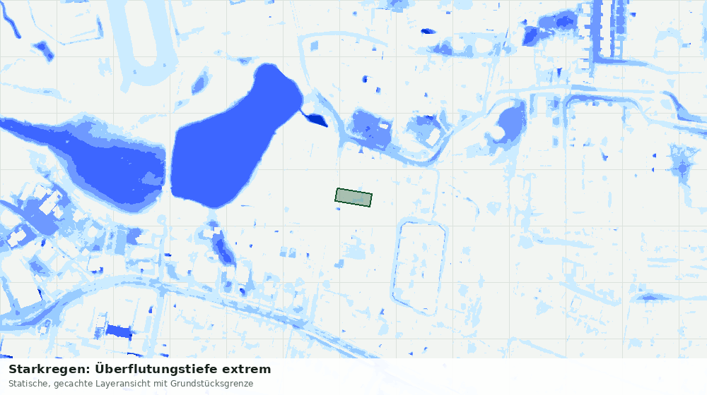 Statische Kartenansicht: Starkregen: Überflutungstiefe extrem