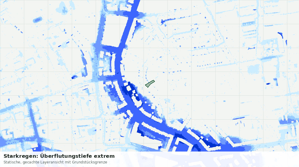 Statische Kartenansicht: Starkregen: Überflutungstiefe extrem