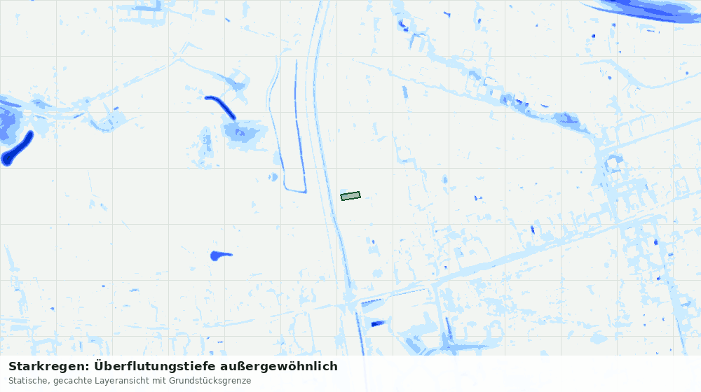 Statische Kartenansicht: Starkregen: Überflutungstiefe außergewöhnlich