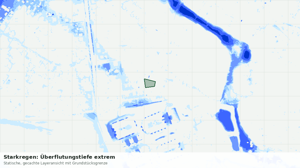 Statische Kartenansicht: Starkregen: Überflutungstiefe extrem