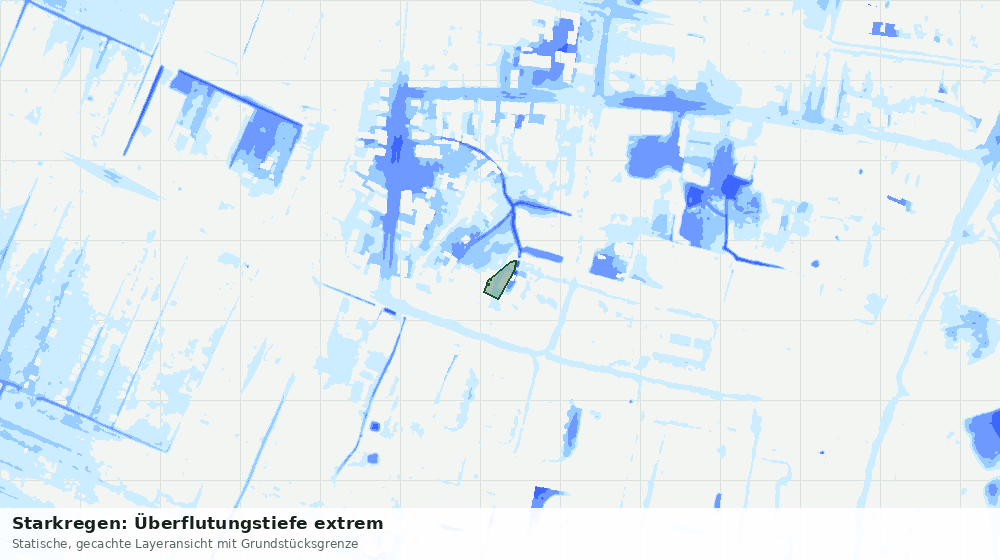 Statische Kartenansicht: Starkregen: Überflutungstiefe extrem