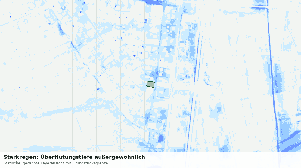Statische Kartenansicht: Starkregen: Überflutungstiefe außergewöhnlich