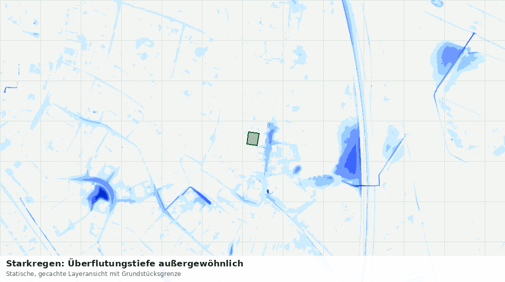 Statische Kartenansicht: Starkregen: Überflutungstiefe außergewöhnlich