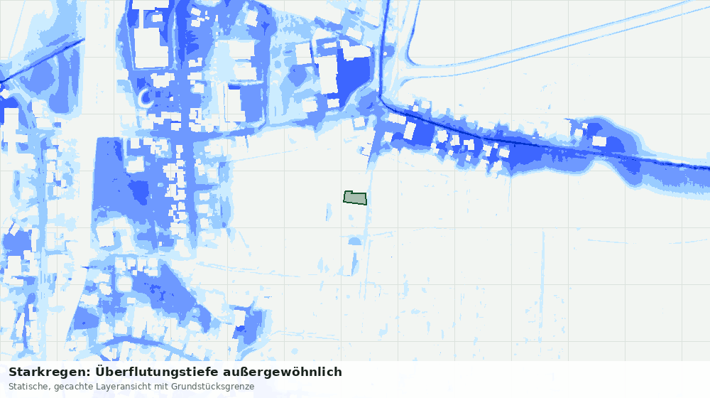 Statische Kartenansicht: Starkregen: Überflutungstiefe außergewöhnlich