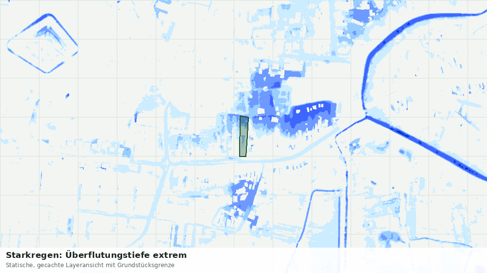 Statische Kartenansicht: Starkregen: Überflutungstiefe extrem