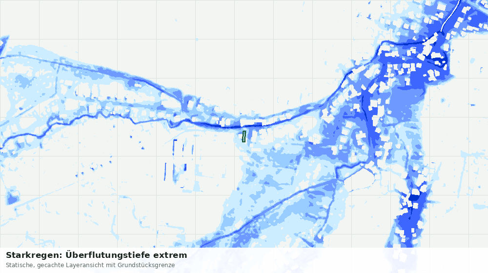 Statische Kartenansicht: Starkregen: Überflutungstiefe extrem