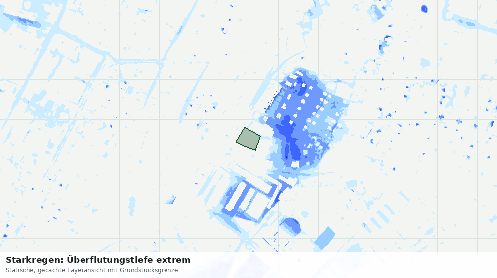 Statische Kartenansicht: Starkregen: Überflutungstiefe extrem