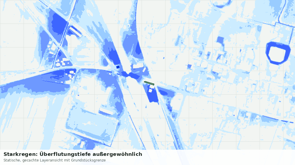 Statische Kartenansicht: Starkregen: Überflutungstiefe außergewöhnlich