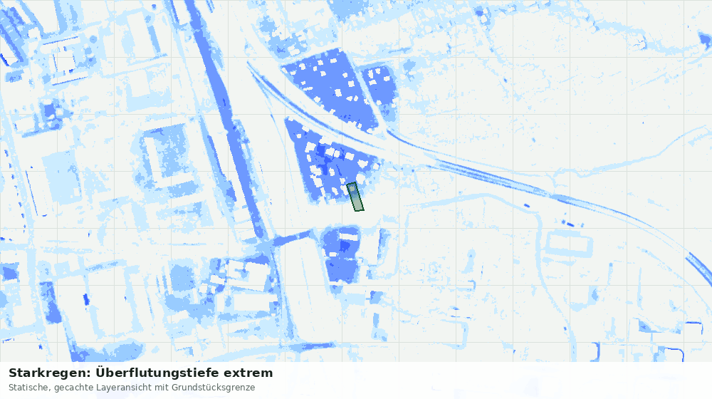 Statische Kartenansicht: Starkregen: Überflutungstiefe extrem