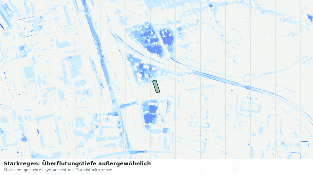 Statische Kartenansicht: Starkregen: Überflutungstiefe außergewöhnlich