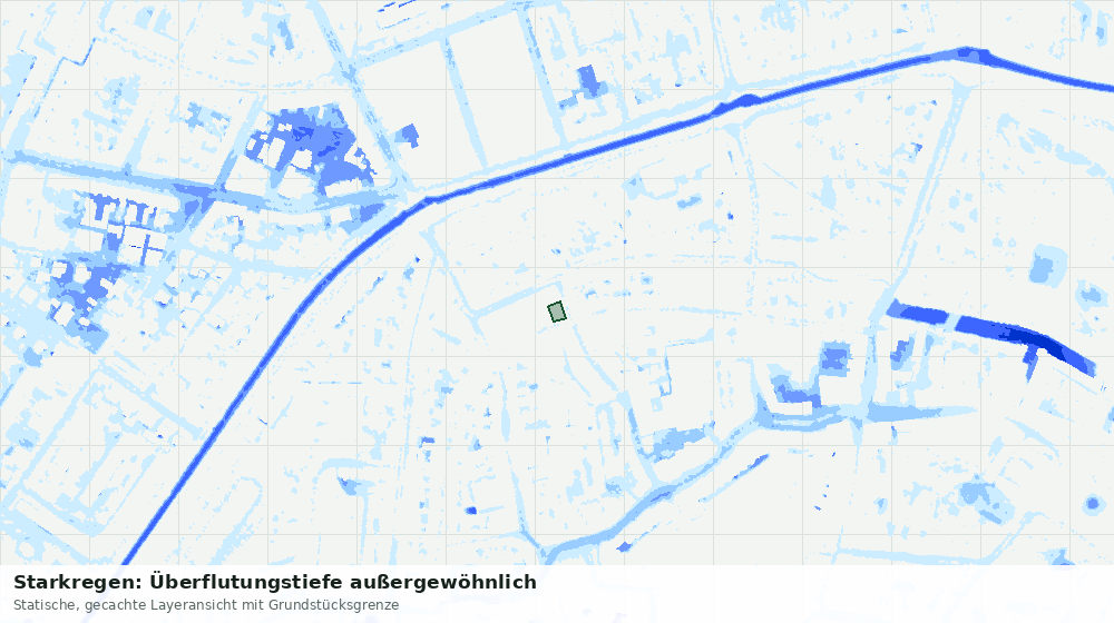 Statische Kartenansicht: Starkregen: Überflutungstiefe außergewöhnlich