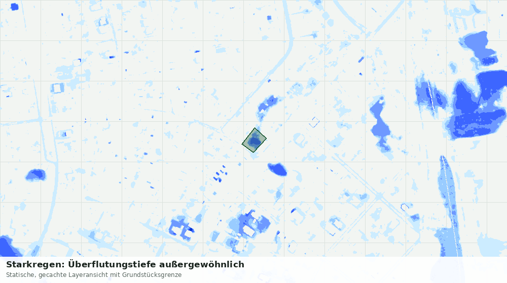 Statische Kartenansicht: Starkregen: Überflutungstiefe außergewöhnlich