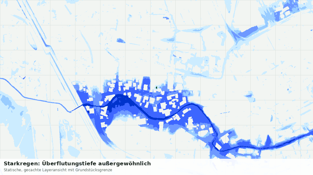 Statische Kartenansicht: Starkregen: Überflutungstiefe außergewöhnlich