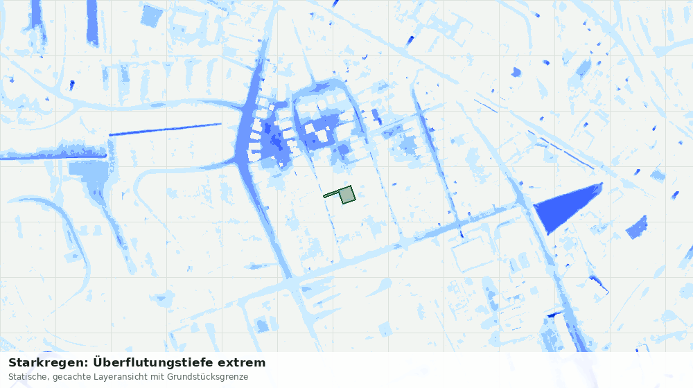 Statische Kartenansicht: Starkregen: Überflutungstiefe extrem