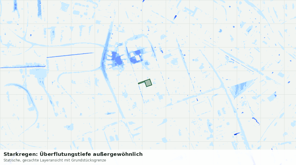 Statische Kartenansicht: Starkregen: Überflutungstiefe außergewöhnlich