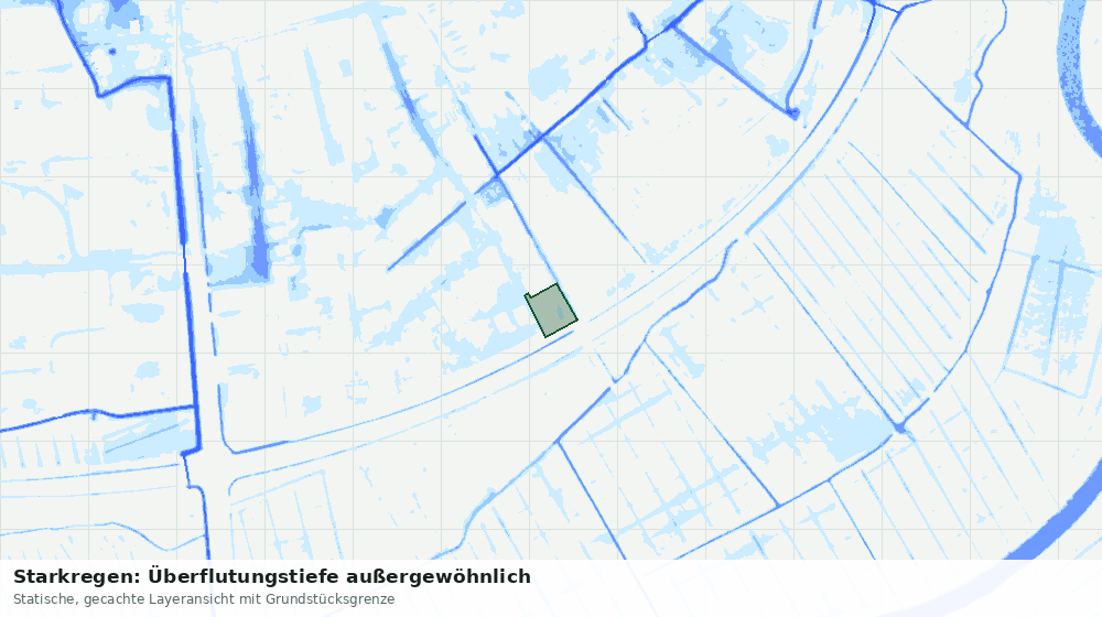 Statische Kartenansicht: Starkregen: Überflutungstiefe außergewöhnlich