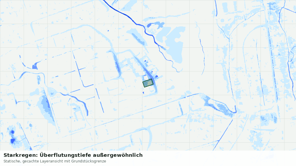 Statische Kartenansicht: Starkregen: Überflutungstiefe außergewöhnlich