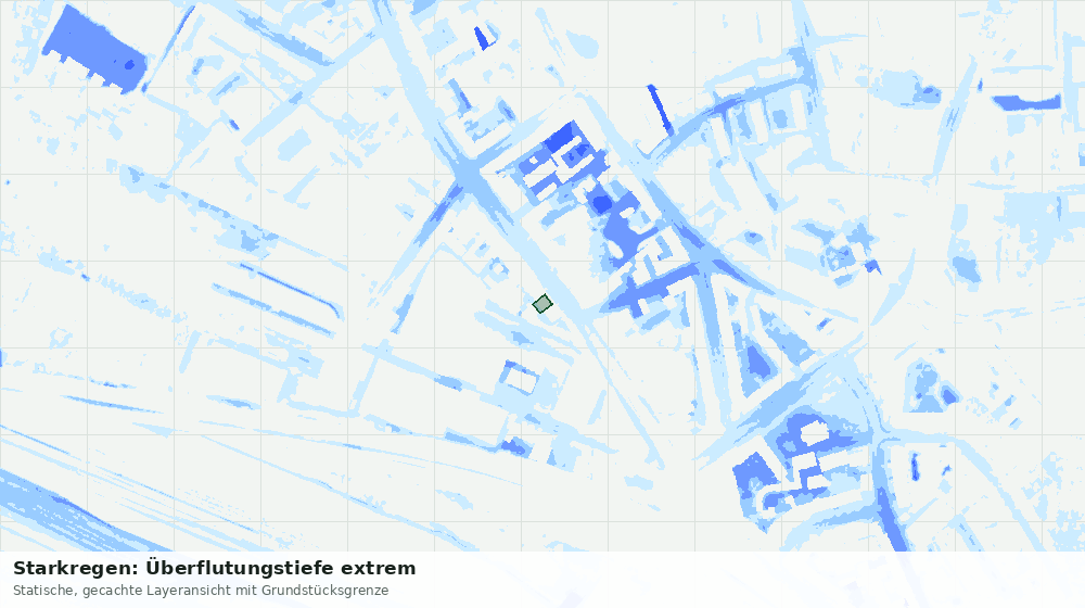 Statische Kartenansicht: Starkregen: Überflutungstiefe extrem