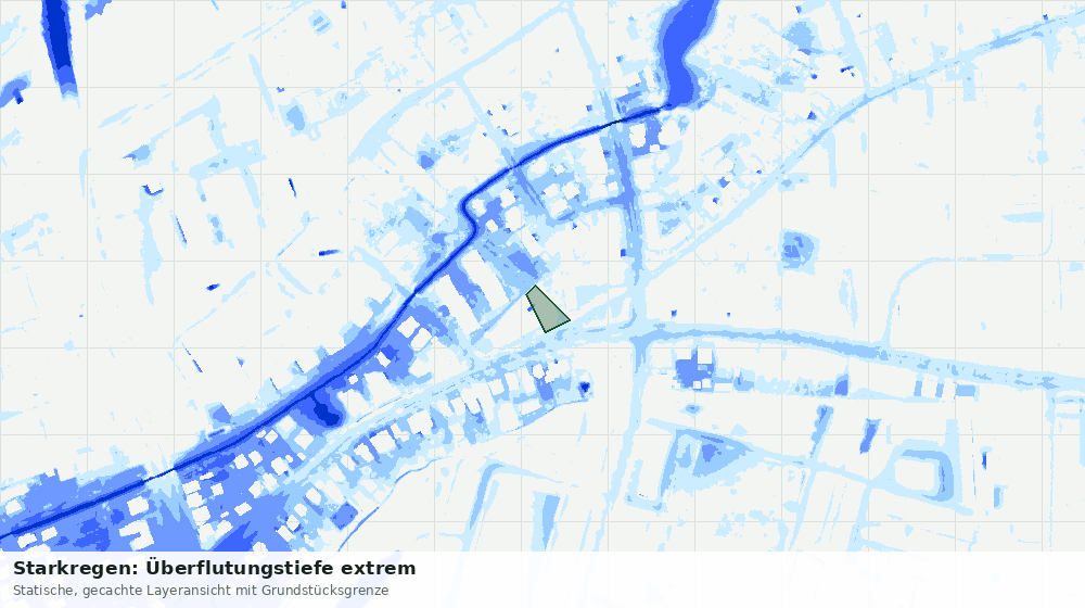 Statische Kartenansicht: Starkregen: Überflutungstiefe extrem