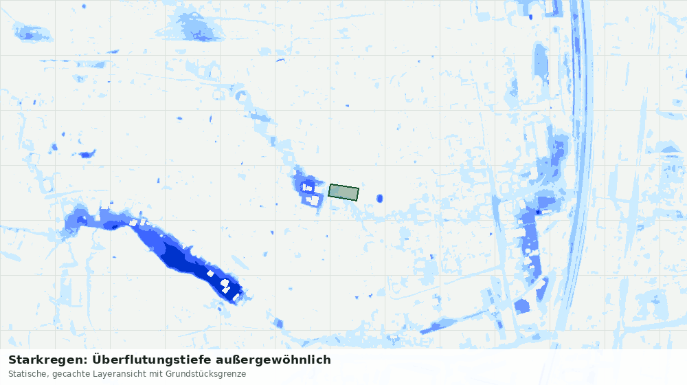 Statische Kartenansicht: Starkregen: Überflutungstiefe außergewöhnlich