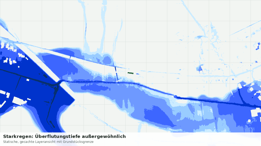 Statische Kartenansicht: Starkregen: Überflutungstiefe außergewöhnlich