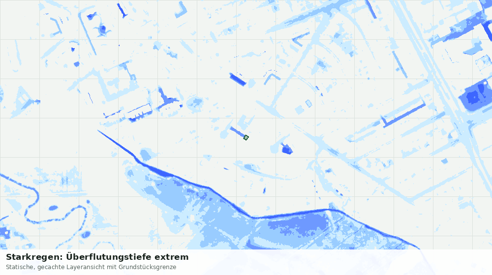 Statische Kartenansicht: Starkregen: Überflutungstiefe extrem