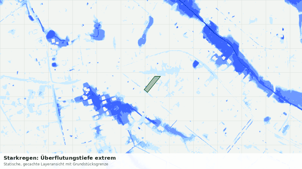 Statische Kartenansicht: Starkregen: Überflutungstiefe extrem