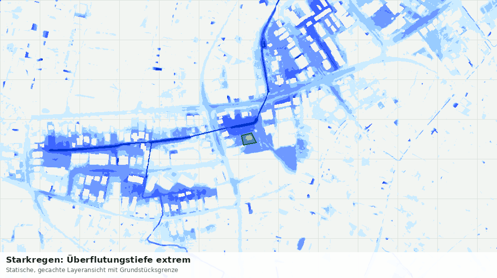 Statische Kartenansicht: Starkregen: Überflutungstiefe extrem