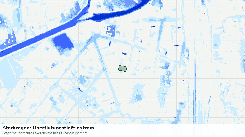 Statische Kartenansicht: Starkregen: Überflutungstiefe extrem