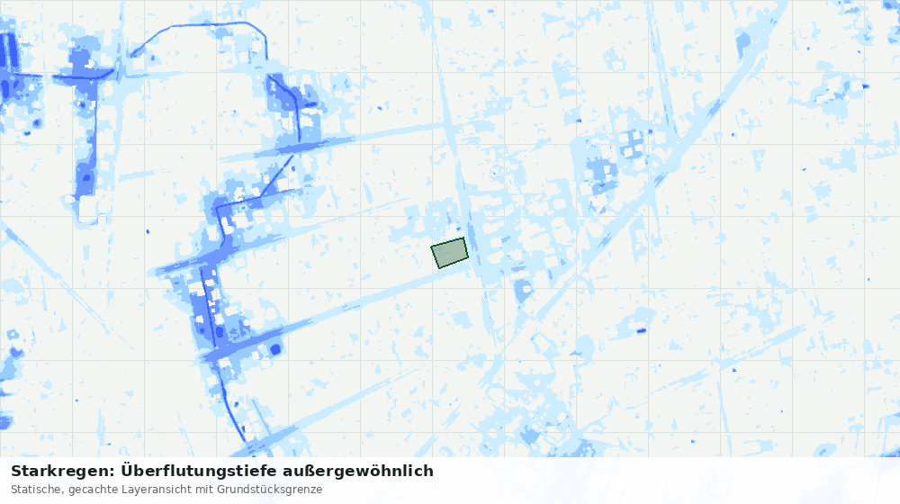 Statische Kartenansicht: Starkregen: Überflutungstiefe außergewöhnlich