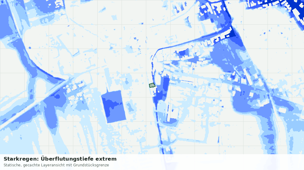 Statische Kartenansicht: Starkregen: Überflutungstiefe extrem