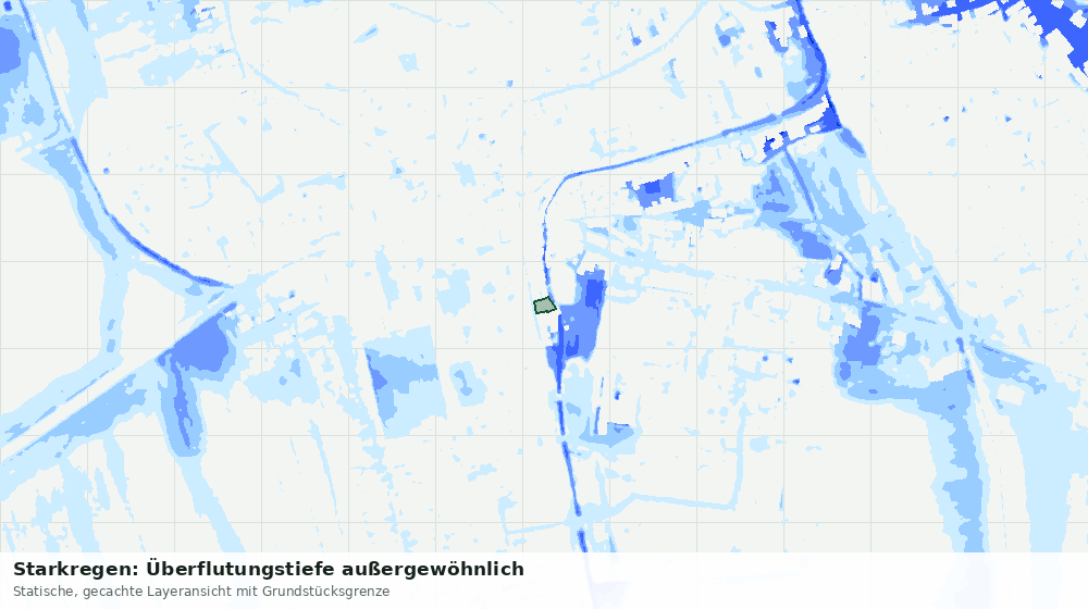 Statische Kartenansicht: Starkregen: Überflutungstiefe außergewöhnlich