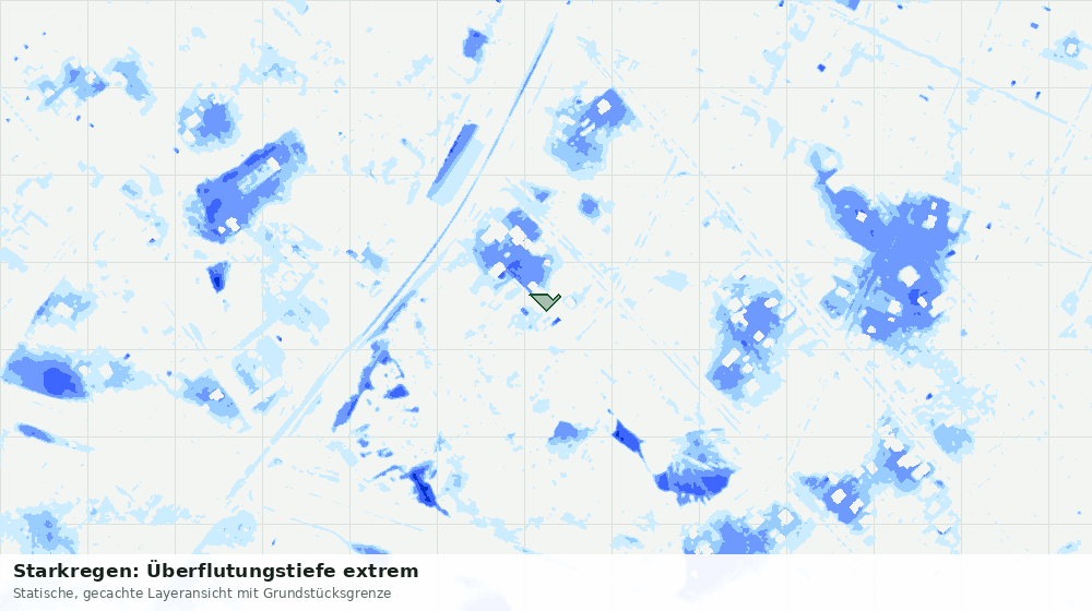 Statische Kartenansicht: Starkregen: Überflutungstiefe extrem