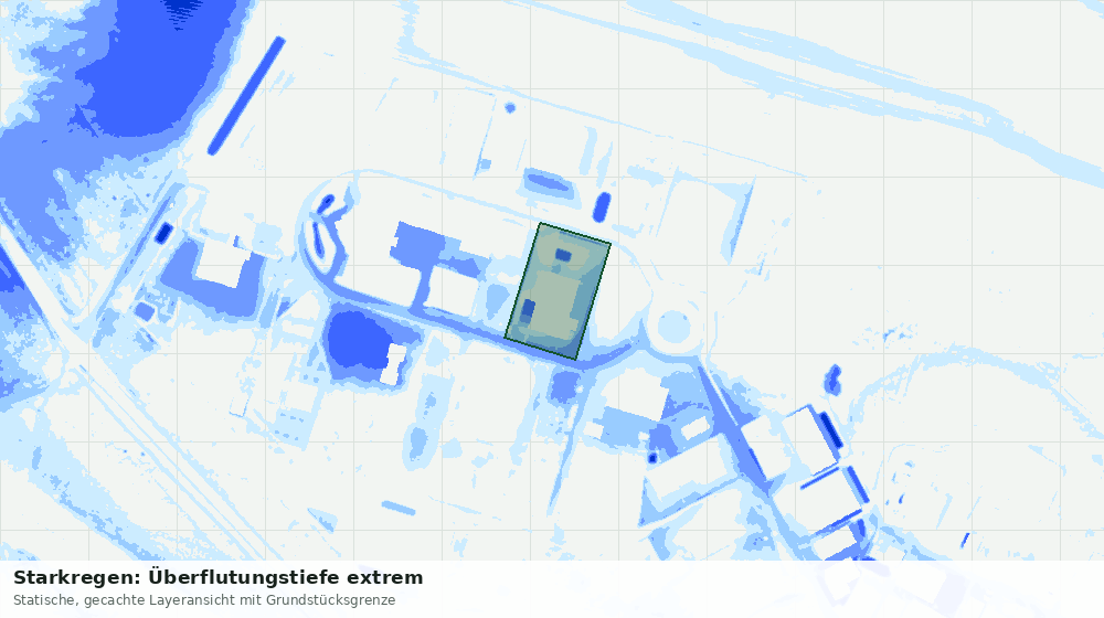 Statische Kartenansicht: Starkregen: Überflutungstiefe extrem