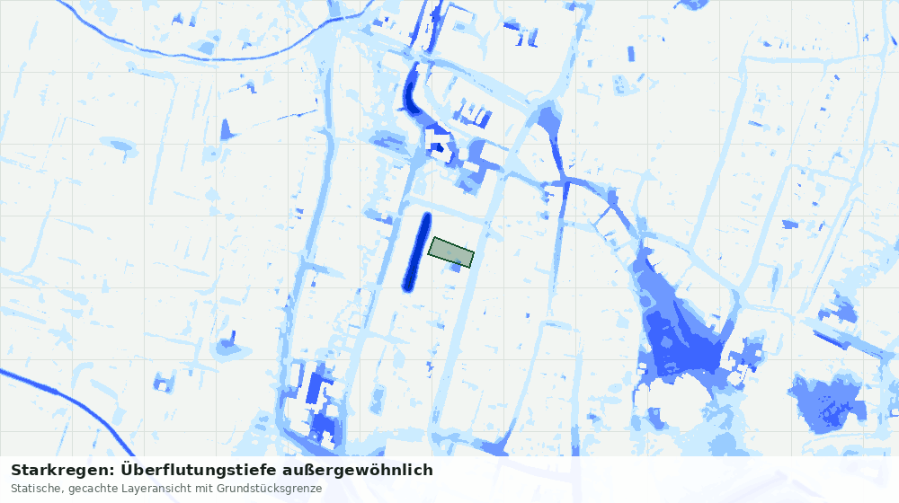 Statische Kartenansicht: Starkregen: Überflutungstiefe außergewöhnlich