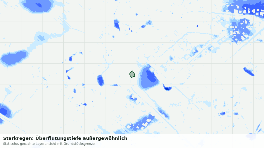 Statische Kartenansicht: Starkregen: Überflutungstiefe außergewöhnlich