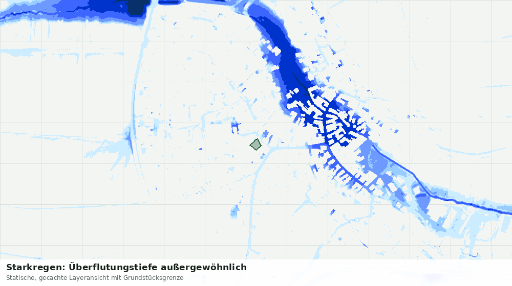 Statische Kartenansicht: Starkregen: Überflutungstiefe außergewöhnlich