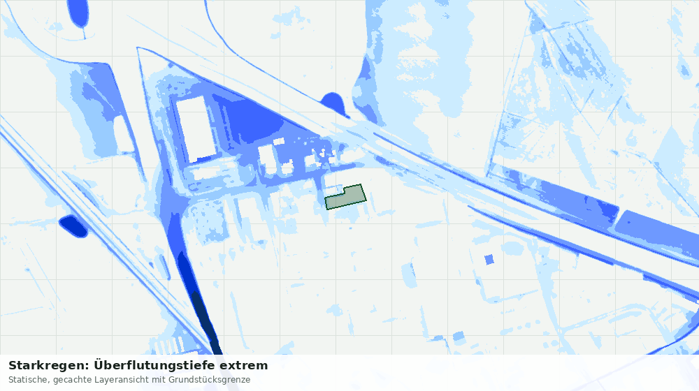 Statische Kartenansicht: Starkregen: Überflutungstiefe extrem