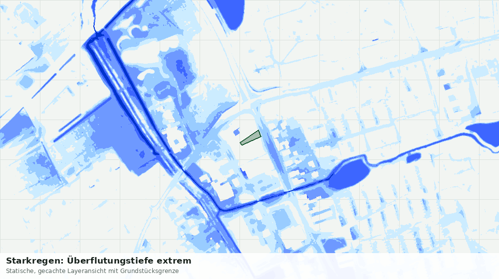 Statische Kartenansicht: Starkregen: Überflutungstiefe extrem