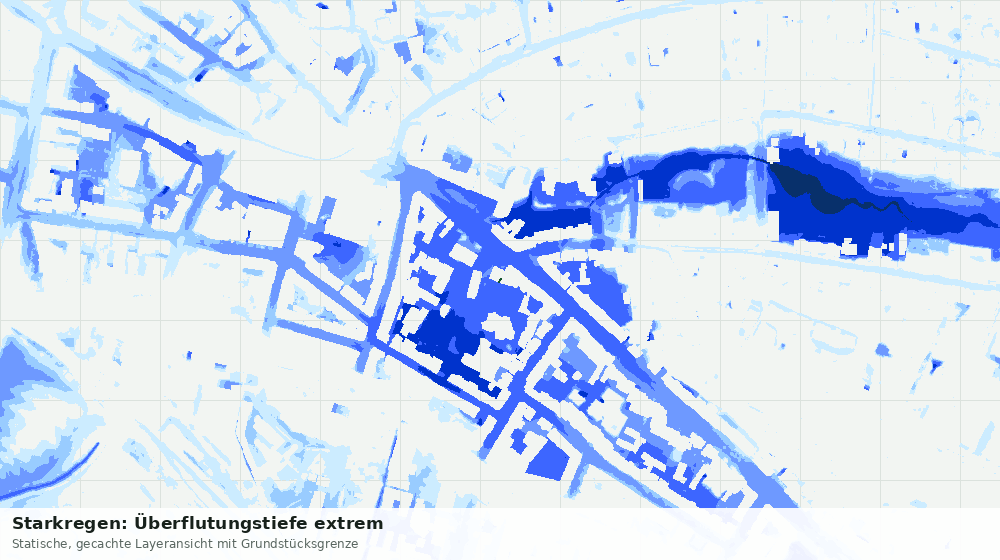 Statische Kartenansicht: Starkregen: Überflutungstiefe extrem