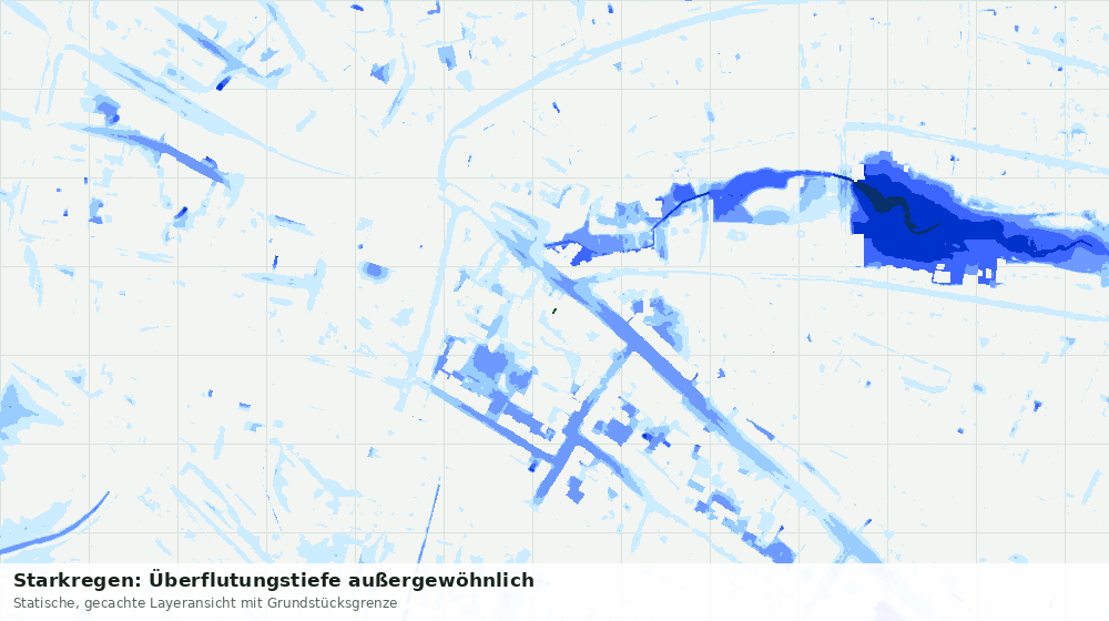 Statische Kartenansicht: Starkregen: Überflutungstiefe außergewöhnlich