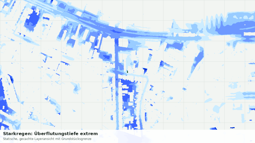 Statische Kartenansicht: Starkregen: Überflutungstiefe extrem