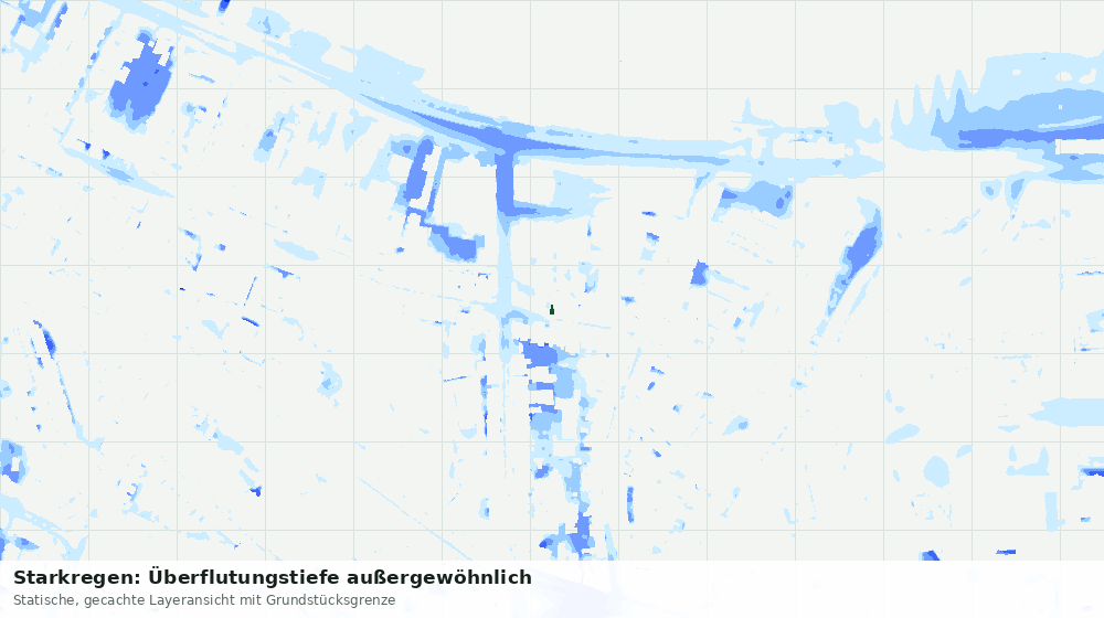 Statische Kartenansicht: Starkregen: Überflutungstiefe außergewöhnlich
