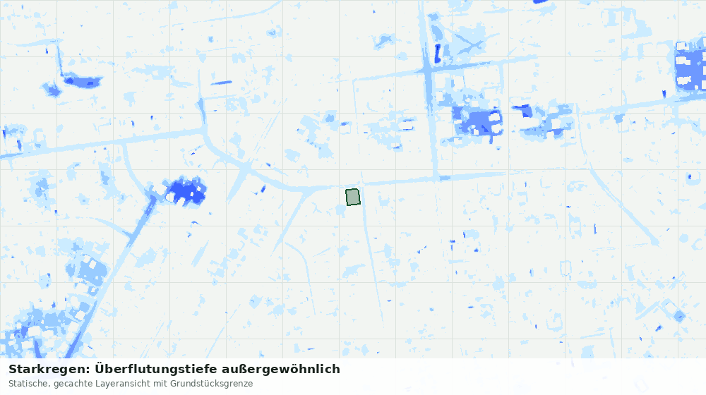 Statische Kartenansicht: Starkregen: Überflutungstiefe außergewöhnlich