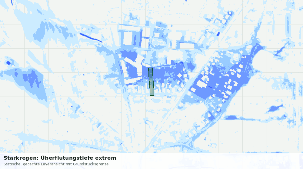 Statische Kartenansicht: Starkregen: Überflutungstiefe extrem