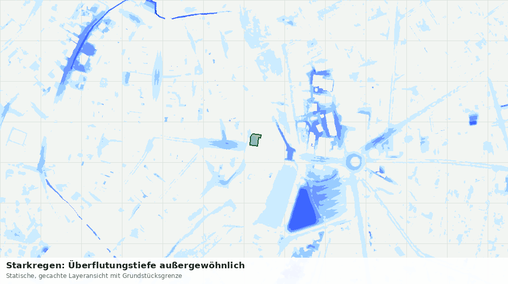 Statische Kartenansicht: Starkregen: Überflutungstiefe außergewöhnlich