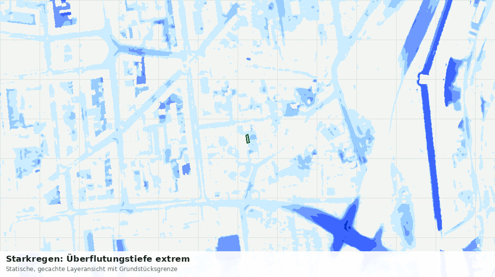 Statische Kartenansicht: Starkregen: Überflutungstiefe extrem
