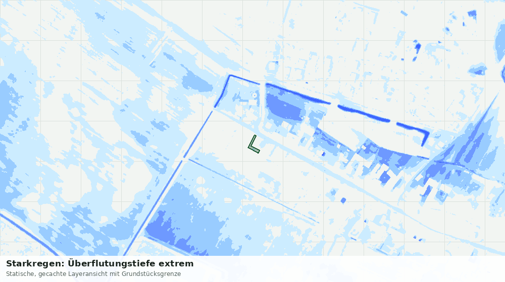 Statische Kartenansicht: Starkregen: Überflutungstiefe extrem
