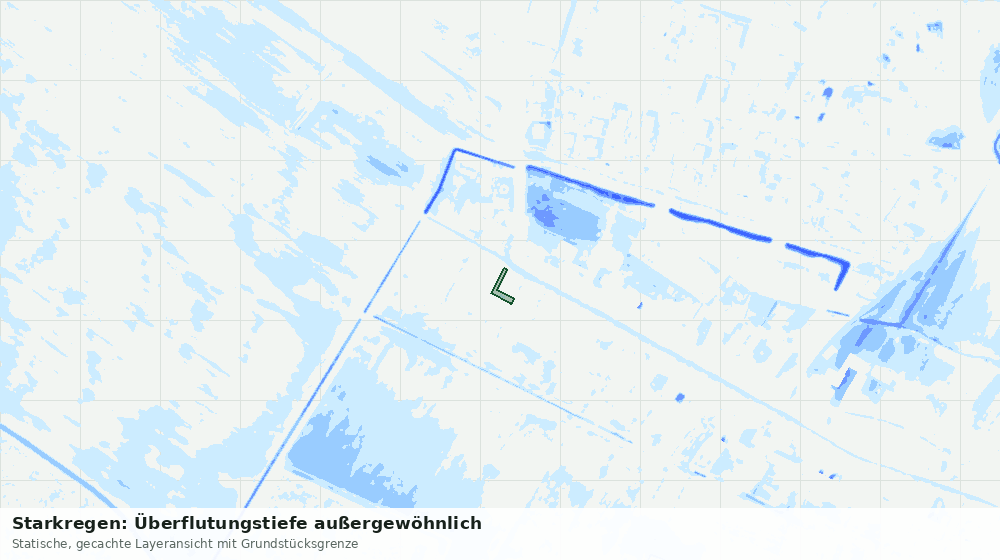 Statische Kartenansicht: Starkregen: Überflutungstiefe außergewöhnlich